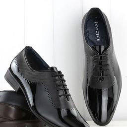INVICTUS Men Black Solid Formal Oxfords-picture-5