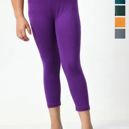 BAESD Girls Pack Of 5 Cotton & Lycra Mid-Rise Capris-picture-42