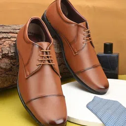 HERE&NOW Men Tan Lace Ups Formal Oxford-image-11