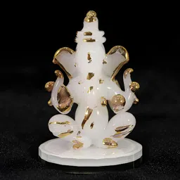 NMII White & Gold toned Glass Religious Idol Showpiece-35