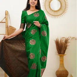 KALINI Ethnic Woven Design Zari Silk Cotton Kanjeevaram Saree-image-13