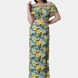 Popwings Printed Off Shoulder Top With Skirt-picture-0
