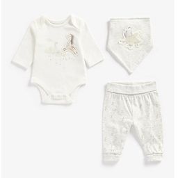 mothercare Infants Off-White and Grey Melange Organic Cotton Bodysuit Set-image-37