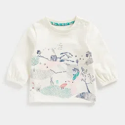 mothercare Infant Girls Off White Printed Pure Cotton Top-image-44