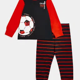 mothercare Boys Red & Black Printed Pure Cotton T-shirt with Joggers-45