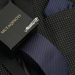 MUTAQINOTI Men Dotted Pattern Silk Formal Accessory Gift Set-picture-5