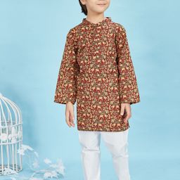 Maaikid Boys Ethnic Motifs Printed Mandarin Collar Pure Cotton Kurta with Pyjamas-image-45