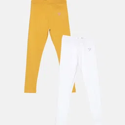 TWIN BIRDS Girls Pack Of 2 Solid Ankle-Length Tailored-Fit Pure Cotton Leggings-image-97