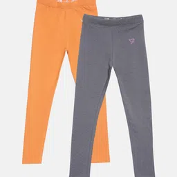 TWIN BIRDS Girls Pack Of 2 Solid Pure Cotton Ankle-Length Leggings-picture-43