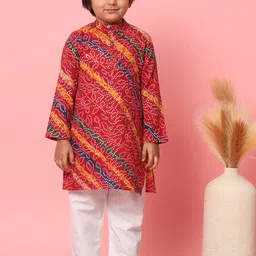 Readiprint Fashions Boys Bandhani Printed Regular Pure Cotton Straight Kurta With Pyjamas-picture-9