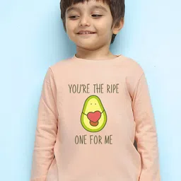 NUSYL Kids Peach-Coloured Printed Drop-Shoulder Sleeves Pure Cotton Applique Outdoor T-shirt-picture-23