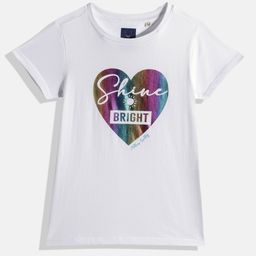 Allen Solly Junior Girls White Typography Print Round Neck Pure Cotton Regular Top-picture-20