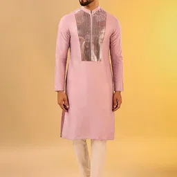 KISAH Striped Yoke Design Regular Gotta Patti Kurta With Pyjamas-picture-4