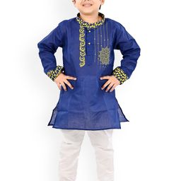 BAESD Boys Ethnic Motifs Printed Pure Cotton Straight Kurta with Pyjamas-image-38