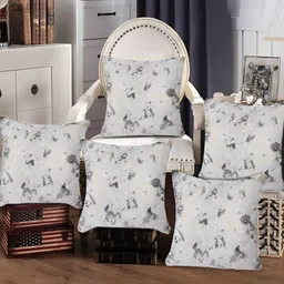Tesmare Grey 5 Pcs Abstract Velvet Square Cushion Covers-image-53