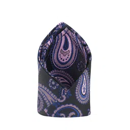 KOVOVE Men Black & Blue Paisley Printed Pocket Square-picture-13