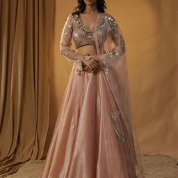 ARPITA SULAKSHANA Embellished V-Neck Made to Measure Lehenga & Blouse With Dupatta-4