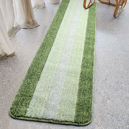 Saral Home Green Striped Microfibre Runner-47