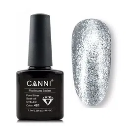 CANNI Platinum Series Soak-Off UV & LED Gel Nail Polish 7.3 ml - Pure Silver 481-17