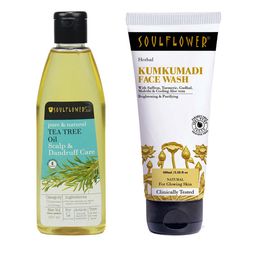 Soulflower Set Of Kumkumadi Face Wash 100ml & Scalp & Dandruff Care Tea Tree Oil 225ml-51