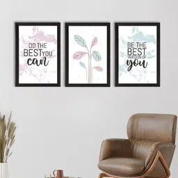 eCraftIndia Set of 3 White & Black Motivational Quotes Printed Framed Wall Art-11