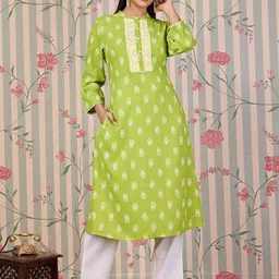 Ode by House of Pataudi Floral Printed Straight Kurta-picture-23