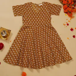 SAKA DESIGNS Girls Geometric Printed Flared Sleeves Anarkali Kurta-image-79