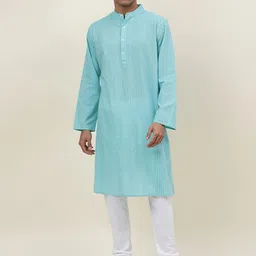 Fabindia Striped Mandarin Collar Cotton Kurta-picture-47
