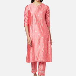 RANGMANCH BY PANTALOONS Women Coral Ethnic Motifs Printed Thread Work Kurta-image-20