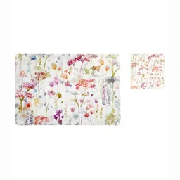 OBSESSIONS Cream & Red 12 Pieces Rectangular Table Placemats with Coasters-32