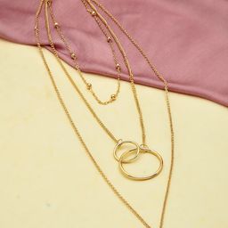 AMI Gold-Plated Contemporary 3 Layered Stone Studded Chain-image-71