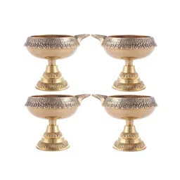 Fashion Bizz Gold Toned 4 Pieces Textured Diyas-11