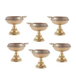 Fashion Bizz Gold Toned 6 Pieces Textured Diyas-image-40