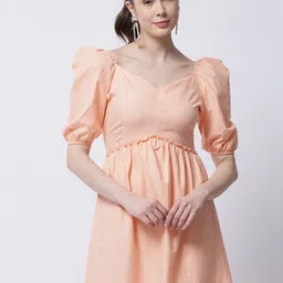 MARC LOUIS Women Peach-Coloured A-Line Dress-image-10