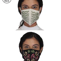 Anekaant Women 2 Pcs Reusable 3-Ply Embroidered Fashion Cloth Masks-image-9