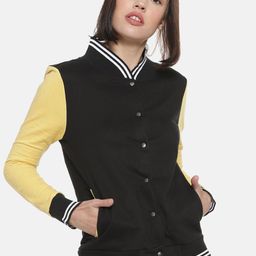 Campus Sutra Women Black & Yellow Colourblocked Bomber Jacket-image-76