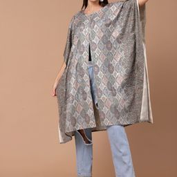 SWI Stylish Ethnic Motifs Woven Design Woollen Lightweight Longline Tailored Jacket-17