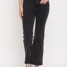 Madame Women Flared Light Shade Clean Look Cotton Jeans-image-60