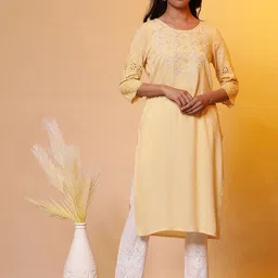 AURELIA Floral Embroidered Straight Kurta-33