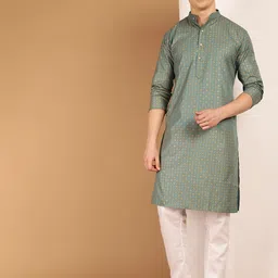 SOJANYA Ethnic Woven Design Cotton Linen Kurta-image-43