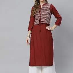 aayusika Women Maroon Kurta & Embroidered Jacket-picture-43