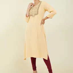 Soch Embroidered Straight Regular Fit Crepe Kurta-image-86