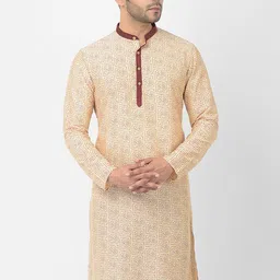 DEYANN Men Cream-Coloured Printed Kurta-45