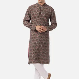 THE KURTA COMPANY Ethnic Motifs Printed Mandarin Collar Straight Kurta-image-92