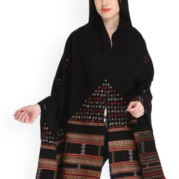 Exotic India Geometric Kutch Embroidered Mirror Work Shawl-image-82