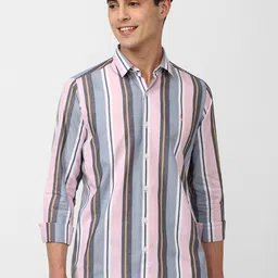 SIMON CARTER LONDON Slim Fit Multi Stripes Striped Cotton Casual Shirt-image-67