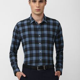 Van Heusen Men Blue Slim Fit Checked Formal Shirt-image-20
