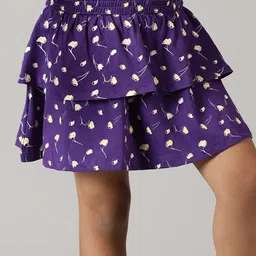 KiddoPanti Girls Polka Dot Printed Pure Cotton Layered Skirt-image-33