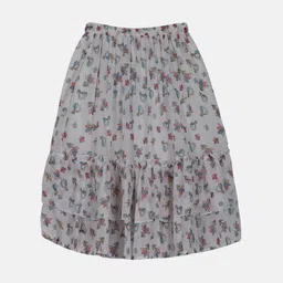 KiddoPanti Girls Printed Frill Layered Flared Skirt-image-25