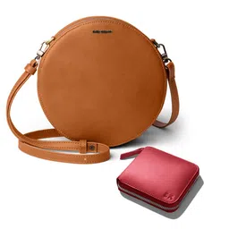 DailyObjects Leather Structured Sling Bag with Zip Wallet-10